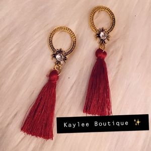 Burgundy tassel earrings